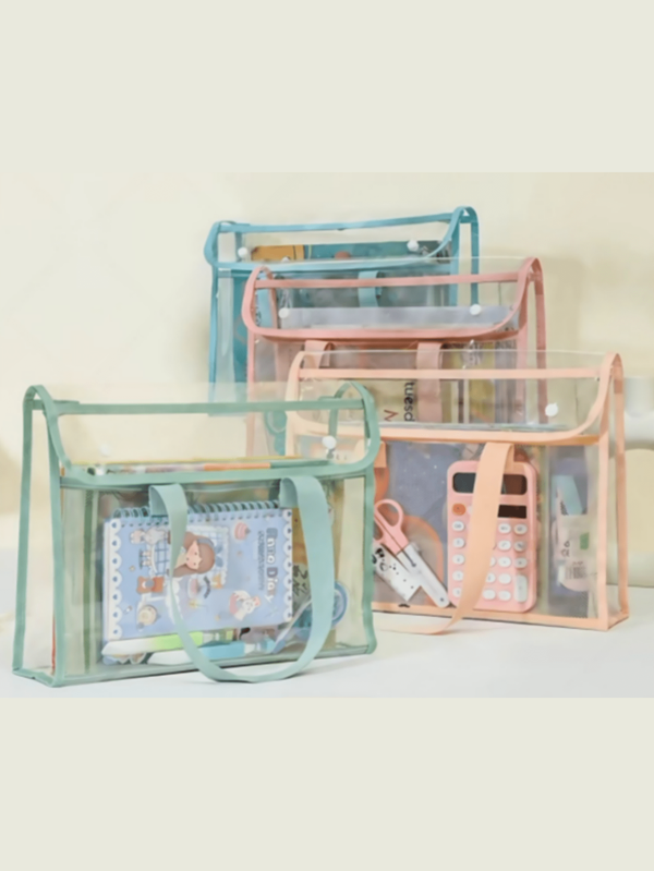 1 Piece Large Capacity Storage Bag, Transparent Waterproof Handbag, Expandable Mesh Storage Bag, Durable, Foldable, Space-Saving, Back-To-School Stationery Supplies, New Semester Start-Of-School Gifts, Back-To-School Lists, Suitable For Office Supplies, Student File Bags, Book Storage And Stationery Storage, A Must-Have For The Back-To-School Season And The Start Of The School Season.