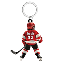 Personalized Kid Hockey Player Keychain - Gift For Hockey Lover - Multicolor - View 3