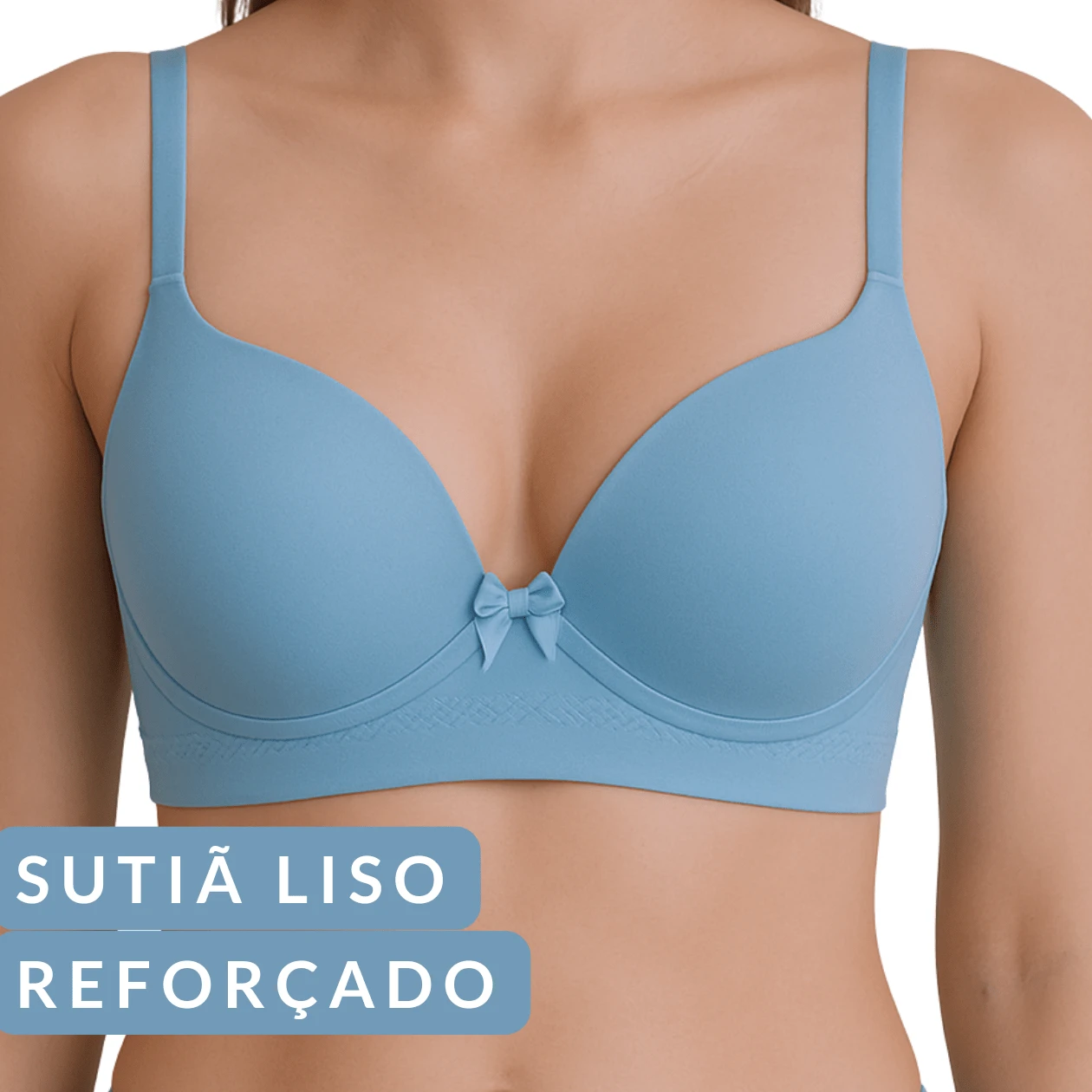 Bra With Padded Cup Women's Bra Reinforced Comfort Support Breast Lift Polyamide National Bra Bra Casual-Comfortable Bra With Wire Wireless Non-Removable Padding - Màu xanh lam - Xem 1