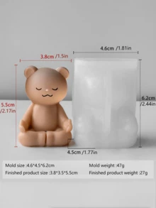1 件特殊款式小熊硅胶模具 - 详细设计，适合冥想和思考，适合手工艺艺术爱好者、石膏娃娃制作、香薰蜡烛、树脂、铸造、灌溉、可爱精致的 DIY 装饰 | 生日礼物 | 节日礼物 | 女孩礼物。 - 白色 - 查看 7
