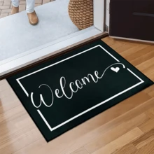1pc Black "WELCOME" Heart Design Doormat - Bedroom Rug, Entryway Rug Carpet, Suitable For Home Decor, RV Entrance Mat, Room Accessories, Living Room, Reading Room, Bedside, Sofa, Balcony - Black and White - View 14