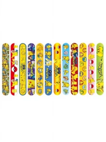 Pokemon 48PC/36PC/24PC/12pcs Pikachu Cartoon Character Pattern Type Children's Bracelet,Suitable For Gift Giving And Party Wear Slap Bracelet