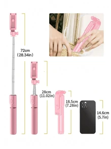 1 pezzo Bastone selfie portatile con telecomando senza fili e luce, treppiede per telefono estensibile e portatile con telecomando, compatibile con 15/14 Pro Max/13/12/11 e smartphone Android, nero/rosa/bianco, per fotografia e registrazione video, per live streaming compatibile con e Android, per vacanze estive, viaggi, illuminazione, attività all'aperto, supporto per live streaming