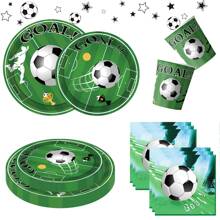 Zestaw dekoracji na imprezę o tematyce piłkarskiej 10/20/80 sztuk, zawiera 7/9-calowe papierowe talerzyki, serwetki, kubki, odpowiednie na przyjęcia urodzinowe, spotkania rodzinne, pikniki, ceremonie ślubne i zaręczynowe