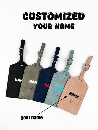 1pc Customizable Personalized Name Fashionable And Lightweight Suitable For Flight Back To School PU Leather Luggage Tag, Simple Style Fashion Style Solid Color Student Boys Girls Gift, Couple Wedding Engagement Vacation Anti-Theft Luggage Tag Travel Set, Suitable For Daily Use