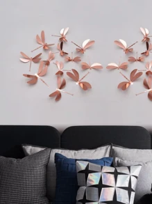 12/24Pcs(12Pcs/Pack) 3D Wall Sticker Dragonfly Party Decoration Festival Supplies Arched Door Decorations DIY Home Room Wedding Decor Table Centerpieces Accessories Valentine's Day Mother's Day 12 Themes For 12 Festival