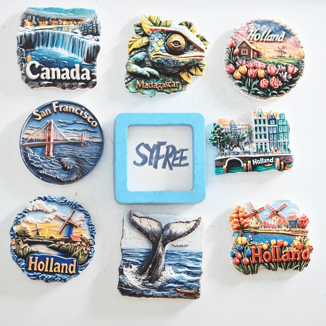 1 pieza, Regalo de vacaciones, Regalo de cumpleaños, Imán de nevera de Canadá, Imán de nevera de molino de viento holandés, Imán de nevera de EE. UU., Regalo de recuerdo de viaje - Multicolor - Ver 1