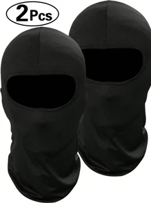 1 pièce, Masque de cyclisme outdoor pour hommes printemps et été 2025, masque facial noir complet, tissu élastique, respirant, anti-poussière, séchage rapide, convient pour la moto