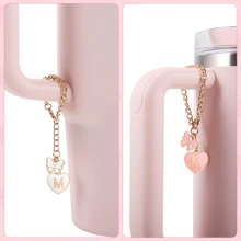 4pcs Cup Accessories Set (30-40oz) - 1 Straw Lid, 1 Letter Charm, 1 Silicone Cup Bottom, 1 Letter Sticker, Daily & Holiday Surprise Gift - Pink Suit - View 4