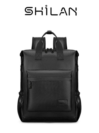 SHILAN 男士商务宽敞多功能运动背包，采用PU材质，拥有多个隔层和口袋。配有可调节肩带，是大容量户外活动的理想之选。适合高中生和大学生，以及日常上下班通勤和旅行。