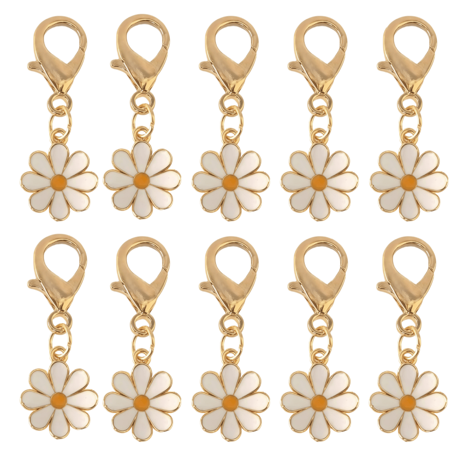 10pcs/Set Mini Daisy Flower With Lobster Clasp Key Chain, Y2K Floral Bag Accessory Set Car Accessories Bag Charm Backpack For School Cute Goth