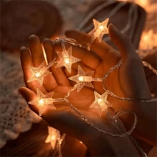 1pc Star String Lights, Indoor Decor Ambient Lighting For Room, Birthday Party, Wedding, Holiday, Gift Fairy Lights - Warm White - View 3
