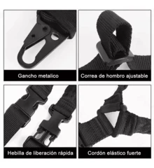 Correa Elástica Para Rifle De Un Solo Punto, Correa Militar - Negro - Ver 5