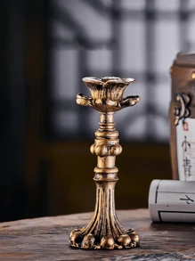 1PC French Classical Aromatherapy Candle Retro Resin Imitation Copper Candlestick Base - Suitable For Living Room, Bedroom, Desktop, Dining Table, Office, TV Cabinet, Shelf, Best Gift For Housewarming