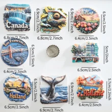 1 pieza, Regalo de vacaciones, Regalo de cumpleaños, Imán de nevera de Canadá, Imán de nevera de molino de viento holandés, Imán de nevera de EE. UU., Regalo de recuerdo de viaje - Multicolor - Ver 6
