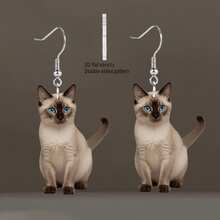 1pair Cute Black & White Cat Ear Acrylic Earrings: Adorable Cartoon Style Jewelry, Perfect Gift For Mom And Girlfriend, Ideal For Holidays And Mother's Day - Multicolor - View 14