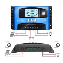 30/40/50/100A MPPT Solar Charge Controller 12V/24V Dual USB 5V/2A LCD Home Use - Blue - View 5
