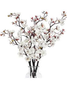 1PC/3PCS Artificial Flowers Fake Plum Blossom Silk Wedding Vase For Home Decoration Ornament Holiday Party Valentine's Day New Years Gifts Artificial Plant