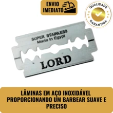 Kit 20 Lâminas LORD PLATINUM Profissional Inox para Barbeiros Cabelereiros Lâmina de Barbear - Multicolorido - Visão 5
