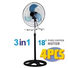 4 piezas Ventilador oscilante 3 en 1 de con base resistente, ventilador de piso de 3 aspas, soporte de piso, soporte y montaje de pared de 18 pulgadas, 3 velocidades - Tipo de Enchufe A USA (110-127V) - Ver 2