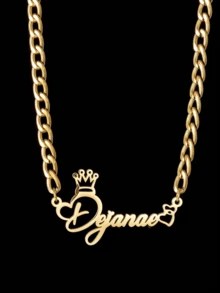 1 peça de colar, pulseira e conjunto de brincos com letras vazadas personalizados faça você mesmo, presente de aniversário, pulseira com pingentes ajustáveis, conjunto de brincos para menino e menina, presente de aniversário de batismo, aço inoxidável, conjunto de joias de aço inoxidável banhado a ouro 18k, incluindo caixa de presente requintada de alta qualidade, família, entes queridos, dia das mães, presentes de feriado - Ouro - Ver 11