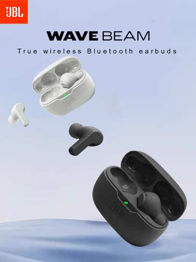 JBL Earphone Bluetooth Nirkabel Sejati WAVE BEAM untuk Olahraga Lari, Tahan Kebisingan dan Air