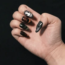 Love Scratch 10PCs 'Trick Faces' Handmade Press-On Nails - L - View 2