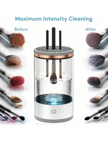 2025 Upgraded 2-In-1 Electric Makeup Brush Cleaner And Dryer, USB Powered, Waterproof, With Storage Rack. Automatic Rotating Deep Cleaning For Makeup Brushes, Eyeshadow Brushes, Blush Brushes And More, Suitable For Various Sizes And Styles Of Makeup Brushes. - Multicolor - View 5