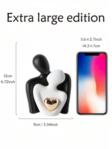 1pc Gold-Plated Heart-Shaped Abstract Art Decor, Couple Embracing Ornament, Suitable For Home, Bedroom, Office And Student Spaces, Ideal Gift For Spring, Christmas Decoration, Storage, Wedding Decoration, Home Decor, Jewelry Storage, Party Decoration - Multicolor - View 6