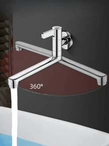 1pc Stainless Steel Wall-Mounted Faucet With Rotatable Storage, Suitable For Bathroom And Kitchen, Silvery Kitchen Items Kitchen Accessories Kitchen Tools - Multicolor - View 6