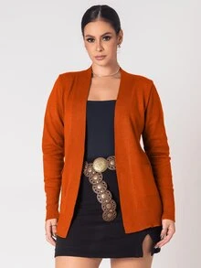 Women's Winter Knitted Cardigan Coat With Pocket - Naranja - Ver 3