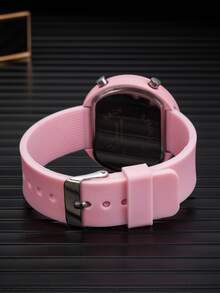 1件装 时尚女士圆形LED数字手表 - 可爱粉色女孩手表，运动硅胶腕表，母亲节礼物，女士/女性 - 粉色 - 查看 2