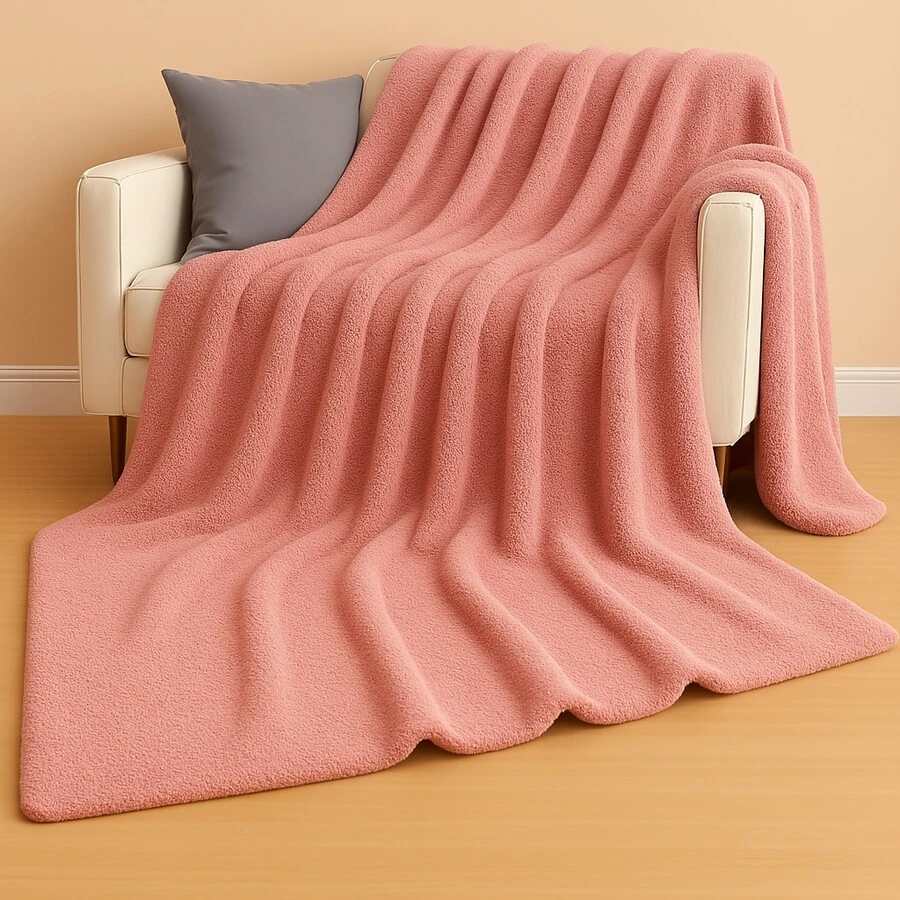Blanket Duvet Quilt And Blanket Double Queen Size Double Sided Blanket And Sherpa Sheepskin - 粉紅色毯子 - 查看 1