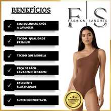 Body Feminino Mula Manca Suplex Com Forro Um ombro Alça  elegante - Branco - Visão 3