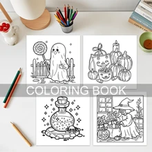 1 Stück Halloween süß & gemütlich: Malbuch für Erwachsene und Jugendliche mit 24 Seiten - Kunst- und Bastelbuch zum Graffiti malen und zeichnen, Malseiten, (Perlmuttcover) süße gruselige Kreaturen in gemütlichen Hygge-Momenten zum Entspannen (Gemütliche Räume Malvorlagen) Geschenk für Freunde & Paare & Familie. Perfektes Geschenk für Halloween! Wieder zur Schule, Muttertag, Geschenk für Mutter, Wieder zur Schule, Schulmaterial
