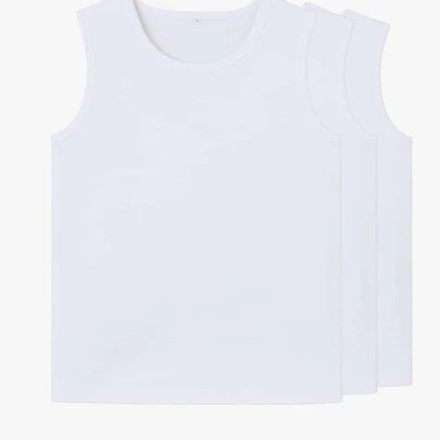 Męski jednolity kolor, okrągły dekolt, swobodny, bezrękawnik, lato