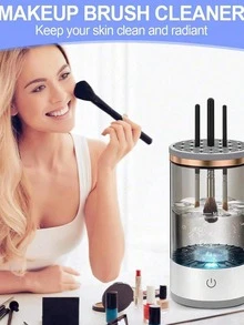 2025 Upgraded 2-In-1 Electric Makeup Brush Cleaner And Dryer, USB Powered, Waterproof, With Storage Rack. Automatic Rotating Deep Cleaning For Makeup Brushes, Eyeshadow Brushes, Blush Brushes And More, Suitable For Various Sizes And Styles Of Makeup Brushes. - Multicolor - View 3