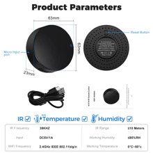 Tuya WLAN IR-Fernbedienung mit Temperatur- und Luftfeuchtigkeitsüberwachung, für Klimaanlage, TV, Smart Home, Infrarot-Universalfernbedienung für Alexa/Startseite