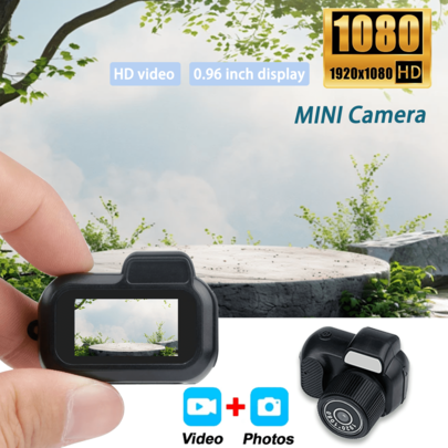 Mini Camera With 0.96in Screen Indoor Home Outdoor 1080P Sports Portable Vintage Video Recorder Support SD/TF Card