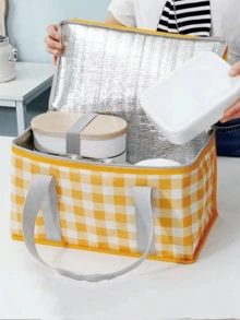 1 PC Zippered Insulated Picnic Basket Refrigerated Bag, Reusable Outdoor Sealed Food Storage Bag, Top Zippered Insulated Refrigerated Bag - Suitable For Hot Or Cold, Picnics, Beaches, Food Delivery, Outdoor Use - Multicolor - View 5