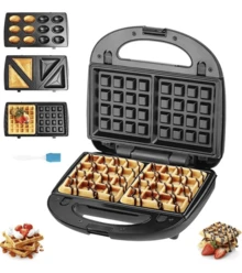Mini Desayunador 3 en 1 Wafflera, Sandwichería y Postres, Acero Inoxidable, Placas Extraíbles, Antiadherente, Alta Calidad, Compacta y Fácil de Limpiar - Tipo de Enchufe A USA (110-127V) - Ver 2