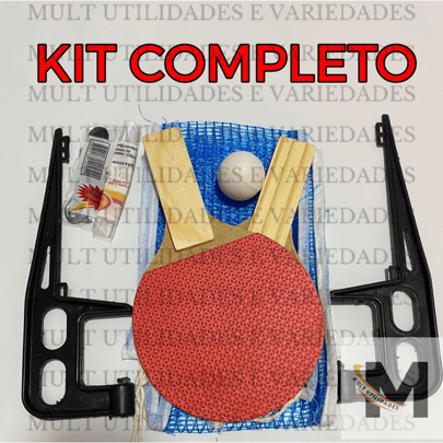 Kit COMPLETO Ping Pong Tenis De Mesa 2 Raquetes 1 Bolinha Suporte mais Rede completo