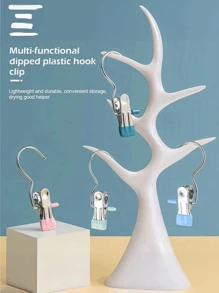 50/40/30/20/15/10/5 Pieces Of Stainless Steel Clothes Clip, Laundry Clothes Nail With Hook, Boot Hangers For Closet, Clips With Hooks, Portable Hanging Clothes Clip, Wardrobe Organizer, Multi-Function Single Clip Clothes Hanger, Bootleg Clip, Seamless Hooks Fabric Organizer For Pants, Hats, Skirts, Socks, Shoes Dress Pants Shoes Jeans Boots Skirt