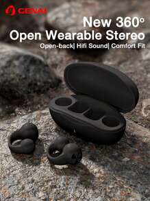 GENAI Écouteurs True sans fil Genai, écouteurs à conduction osseuse à oreille ouverte, écouteurs stéréo portables à oreille ouverte OWS, écouteurs pour l'entraînement étanches IPX 5, transmission stable, endurance longue de 48 heures, écouteurs avec longue veille