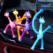 1pc Retractable Giraffe Suction Cup Toy, Cartoon Creative Educational Stress Relief Toy (Colors May Vary)