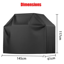 BBQ Grill Cover | Heavy-Duty Outdoor BBQ Protector| Fits Multiple Grill Sizes | Black, Rip-Resistant Material With Drawstring Closure | All-Weather Protection For Patio And Garden, Grill Covers For Outside - Black L 145*61*117cm - View 3