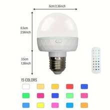 1 个可充电电池供电 LED 灯泡，带遥控器，E26 可拆卸充电灯泡，3 种颜色变化，可调光，定时器，床头灯，房间装饰灯，户外照明 - 彩色 - 查看 10