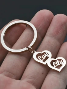 Custom Family 1-5 Names Keychain, Personalized Heart-Shaped Multi-Name Pendant, Stainless Steel Golden Keyring, Women's Fashion Jewelry, Christmas Gift Idea, Single, Decorative, Ladies Keyring, Round Ring Clasp Personalized Tree Of Life Keychain