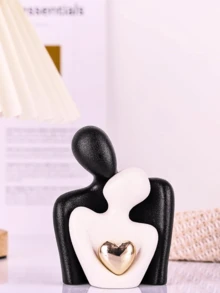 1pc Gold-Plated Heart-Shaped Abstract Art Decor, Couple Embracing Ornament, Suitable For Home, Bedroom, Office And Student Spaces, Ideal Gift For Spring, Christmas Decoration, Storage, Wedding Decoration, Home Decor, Jewelry Storage, Party Decoration - Multicolor - View 15