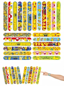 Pokemon 48PC/36PC/24PC/12pcs Pikachu Cartoon Character Pattern Type Children's Bracelet,Suitable For Gift Giving And Party Wear Slap Bracelet